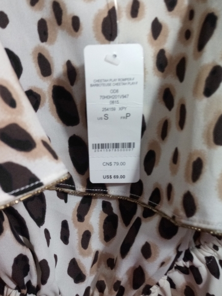 bebe cheetah print romper with gold trim - Picture 8 of 8